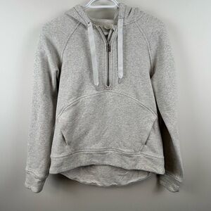 Lululemon Catch A Moment 1/4 Zip Hoodie Heathered Ivory Size 8 Pullover